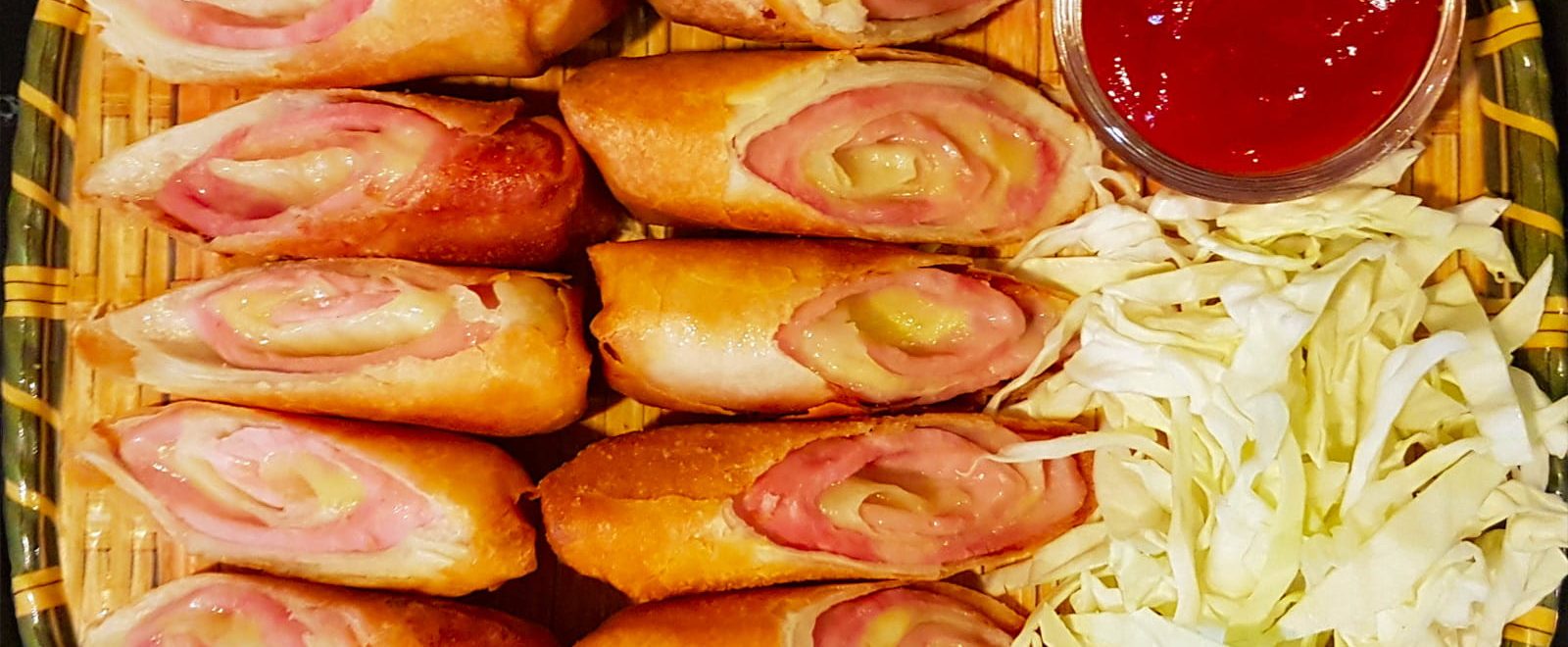 ham and cheese spring rolls